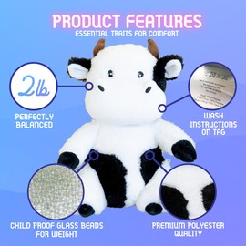 Weighted Cow Plush: 2 lbs of Instant Comfort, Adorable Design, Sensory support – Perfect Weighted Stuffed Animals for Kids & Adults. Experience the best in Cuddly Cow Stuffed Animals (9", 2)