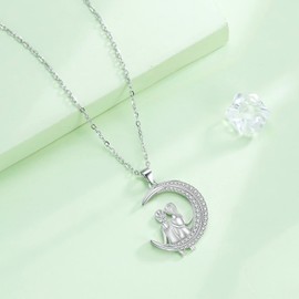 Hifeeled Schwester Halskette Sterling Silber 925 Damen Kette Mond Anhänger Original Freundschaft Halskette für Schwester Freunde Frauen Schmuck Geschenk