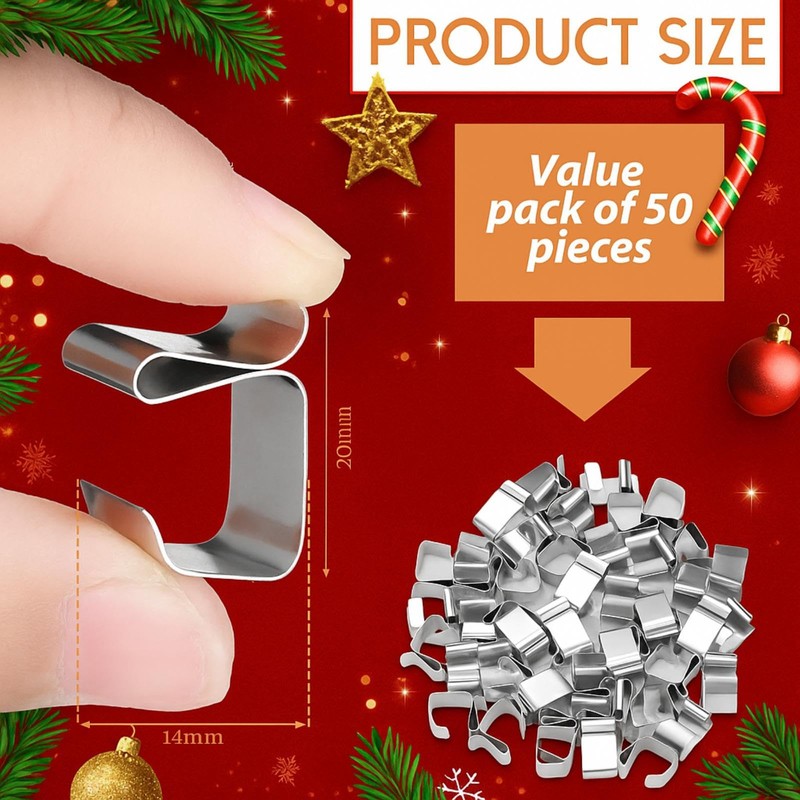 50 Pcs Lights Gutter Hook Clips for Hanging Outdoor Holiday