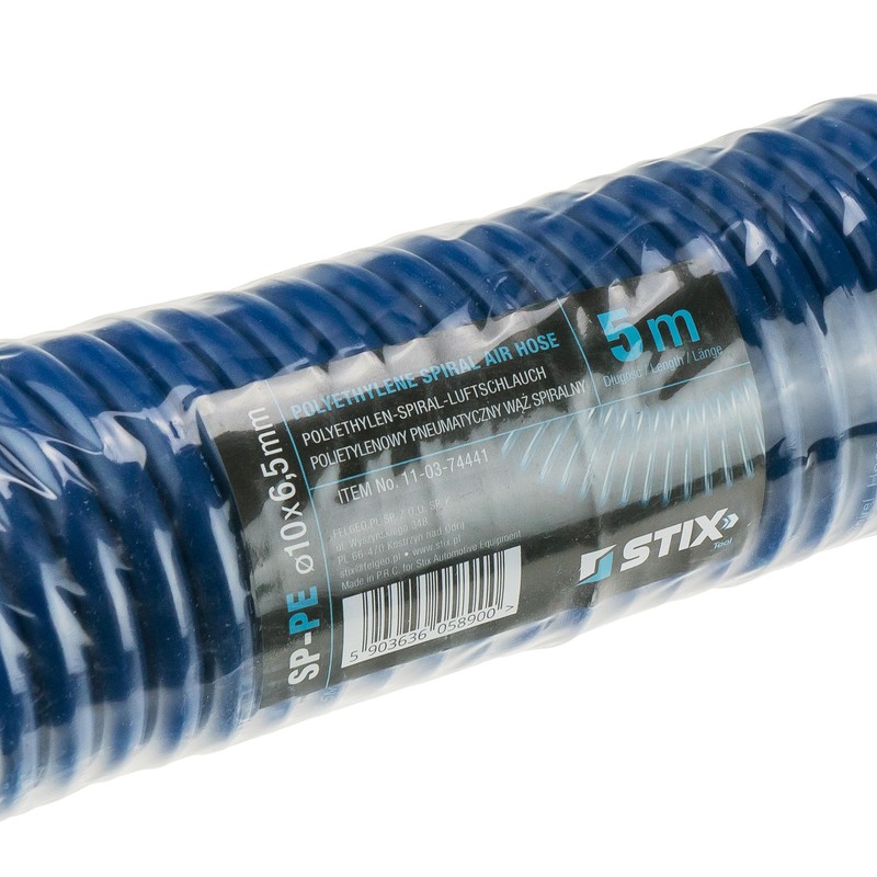 Compressed Air Hose SP-PE 5 m, Flexible Spiral Hose 6.5/10