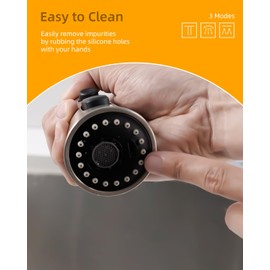 Hibbent Kitchen Sink Faucet Head Replacement, NSF/ANSI/CAN 61 & CUPC Certified, 3-Function Pull Down Sprayer Nozzle with 15 Adapters, Compatible with Delta, Kohler, Moen Faucets, Chrome (Silver)