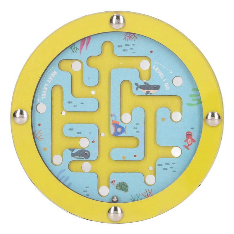 Balance Maze Game Double Sided Educational Round Portable Wooden Ball