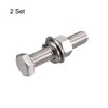sourcingmap 2Set 304 Stainless Steel 3/8"-16 Thread 2" Length Hex