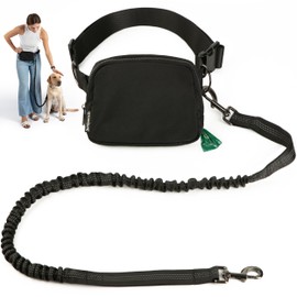 Hands Free Dog Leash with Belt Bag (Black)