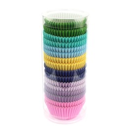 Xlloest Mini Cupcake Liners Muffin Wrappers Rainbow Bright Baking Cups Paper, 400 Pack