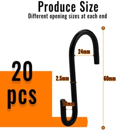 zeyedemo 20PCS S Hooks Stainless Steel Hooks Hanging Hooks Small Heavy Duty Hooks S Shaped Multi-Purpose Hooks for Home Kitchen Office Workshop Bathroom and Bedroom