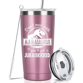 Mothers Day Gifts for Mom from Daughter Son , Mom Gifts for Wife Stepmom Mama Nana Women Her,  Ideas Presents on Mother's Day Birthday Valentines Christmas Thanksgiving - 20 OZ Tumbler w/Lid - Colour: Mamasaurus-Rose
