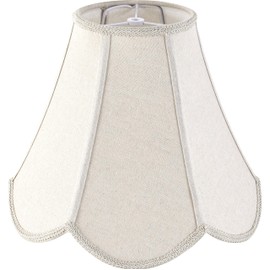 GO&SO Beige Gray Burlap Fabric (Petal Edge Braid) Scalloped Lamp Shade,6"Top x 13"Bottom x 10.6"Vertical Height (Spider) Replacement Lamp Shades for Table Lamps,Floor Lamp Cover,Easy Assembly,1 Pcs