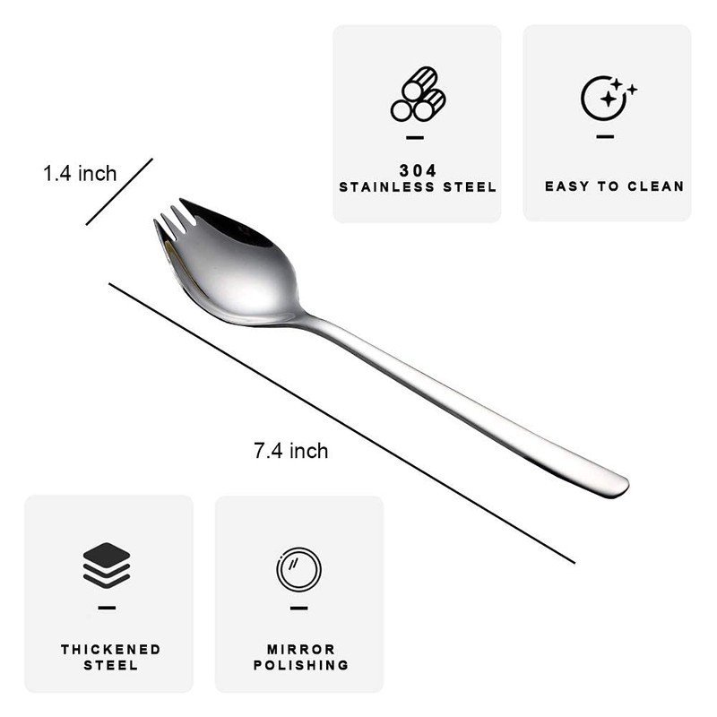 6 Pack Sporks Stainless Steel Forks and Spoons, Muulaii Metal