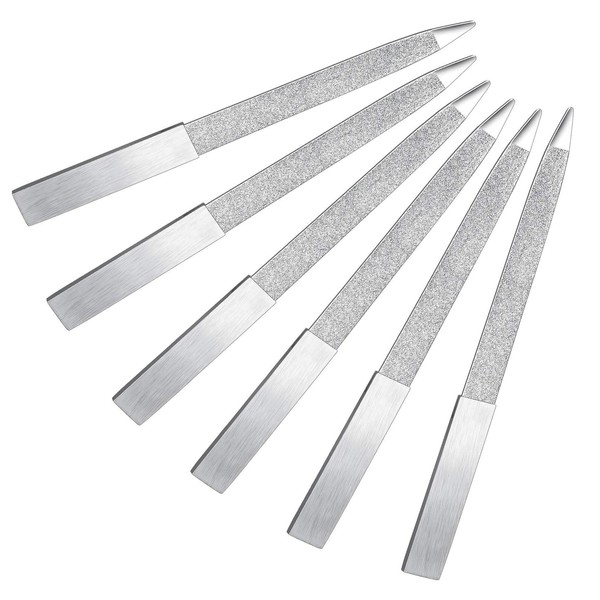 6 Pieces Diamond Nail File Stainless Steel Double Side Nail