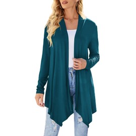 Uvog Womens Cardigan Dressy Casual Summer Lightweight Duster Long Sleeve Drape Open Front Cardigans for Dresses Teal M