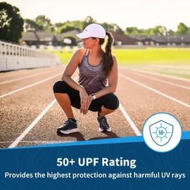 TrailHeads - Sombreros para Correr con protección UV para Mujer, 50+ UPF - Sombreros de Verano para Mujer, Gorra de béisbol - Tenis, Golf, Gimnasio, Entrenamiento, Blanco con Logotipo, One Size