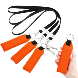 TecUnite Floating Neoprene Boat Keychain, 3 Pack Key Chain and Lanyard, Floatable Foam Key Fob for Water Sports (Orange,5.5 Inch)