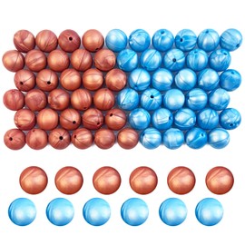 15mm Silicone Bronze Gold + Matte Blue Beads for Lanyard Teacher Badge Making