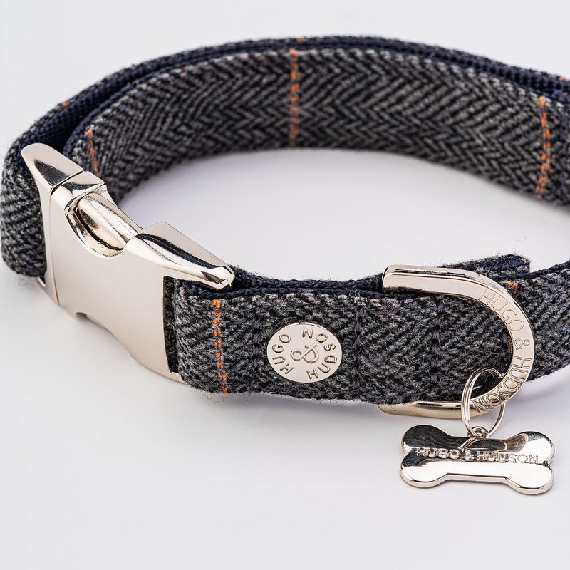 HUGO & HUDSON Tweed Dog Collar Quick Release Safety Metal