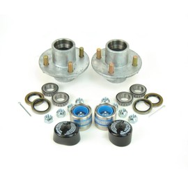 Sturdy Built (2)- Trailer Hot Dipped Galvanized 4 Bolt Hub with 1''x 1'' Kit w/Trailer Buddies, (24649-2)