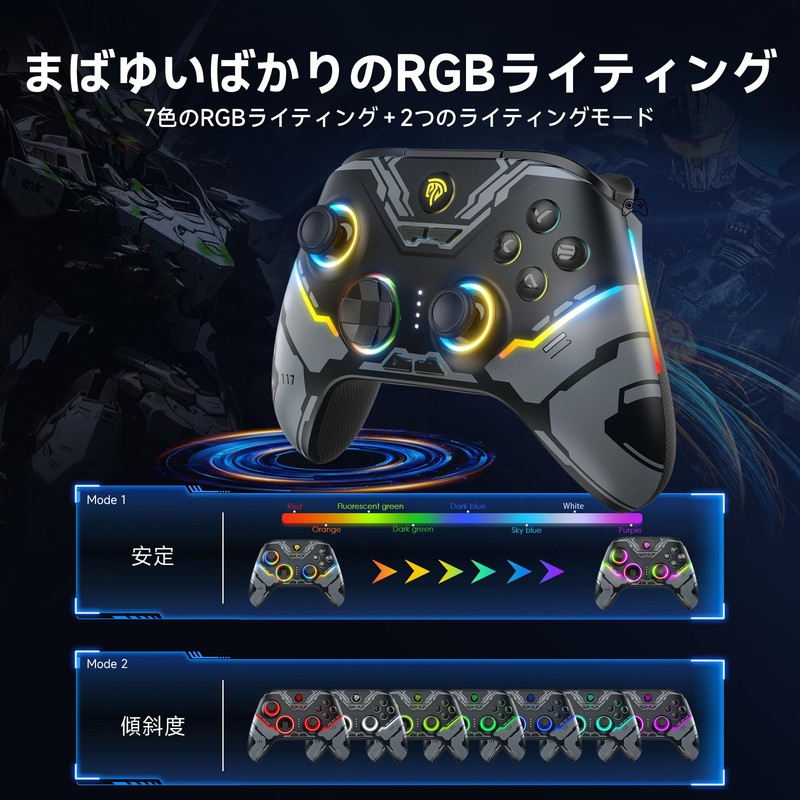 EasySMX X15 PC コントローラー - ホール ジョイスティック/ホール トリガー/RGB ライティングを備えた強化されたワイヤレス Bluetooth