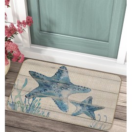 Voatok Beach Rugs, Starfish Nautical Rug, Kitchen Mat, Beach Door Mats, Indoor Entryway Rug, Coastal Bathroom Rugs, Coastal Rugs, Sea Horse Starfish Decor, Set of 2, 17x30 Door Mat