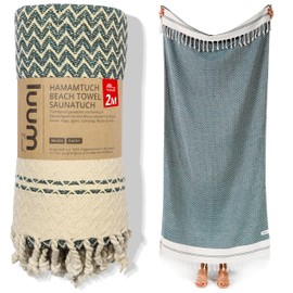 Luum® Beach Towel Large 90 x 200 cm Hammam Towel Sauna Towel Bath Towel Yoga Towel Shower Towel Beach Towel Sauna Towel Travel Towel Turkish Towels Women Men 100% Cotton Petrol