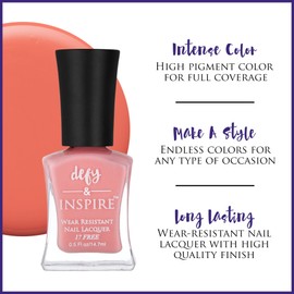 defy & Inspire Vitamin Infused Nail Polish, Just Peachy - Long Lasting Glaze Polish For Stronger Nails - Infused With Calcium, Vitamin A, and Biotin - A Healthy, Chip-Free Mani - 0.34 oz