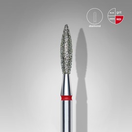 STALEKS PRO - Diamond Bit - Flame (Red Ring) I Attachment for Nail Cutters I Bits for Apparative Manicures and Pedicures I Grinding Attachment for Electric Grinders I Nail Drill Bit (FA10R023/10)
