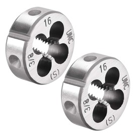 sourcing map Set of 2 round die machines, right-hand thread die, alloy tool steel, 3/8 inch - 16 UNC