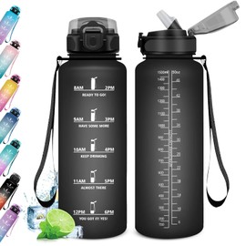 KollyKolla Trinkflasche 1.5L, Trinkflasche Sport mit Strohhalm, Trinkflasche BPA-Frei, Trinkflasche groß, Wasserflasche Auslaufsicher, Trinkflasche Kohlensäure Geeignet, flasche für Erwachsener, Büro