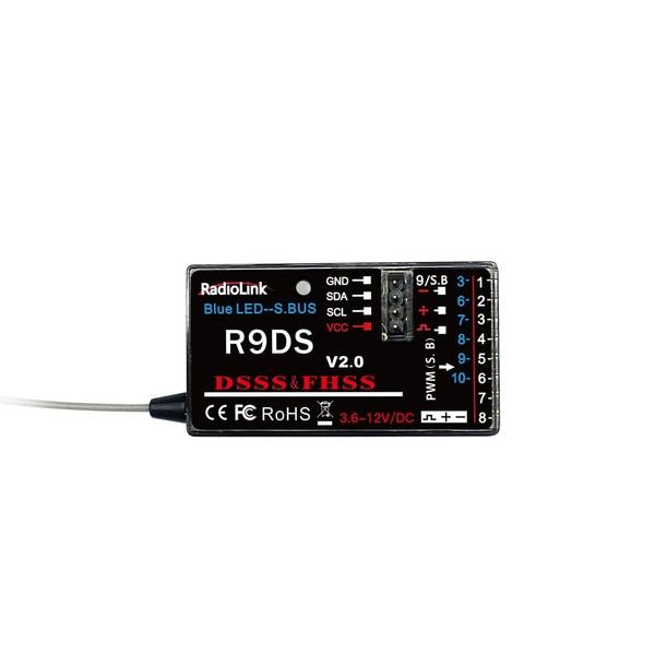 Radiolink R9DS 10 Channels 2.4GHz RC Receiver SBUS/PWM Long Range Control for Transmitter AT9/AT9S/AT9S Pro AT10II/AT10