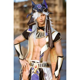 LABEAUTÉ Max Beauty Anime Multiple Characters Cosplay Wigs for Genshin Impact + Free Cap (White-sr)