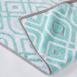 Modern Threads Oxford 6-Piece 100% Cotton Towel Set – Yarn Dyed Jacquard & Solid – Includes 2 Bath Towels, 2 Hand Towels, 2 Washcloths – Absorbent, Quick Dry, Soft & Durable – Aqua