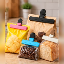 Reusable Food Bag Clips for Kitchen Storage – 2-Piece Plastic Sealing Clips for Snacks, Bread, Coffee Bags & Pantry Organization