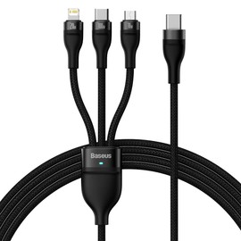 Baseus Universal Flash Series II 3-in-1 Fast Charging Data Cable (Type-C to Micro + Lightning + Type-C) 100W, 1.5m Black