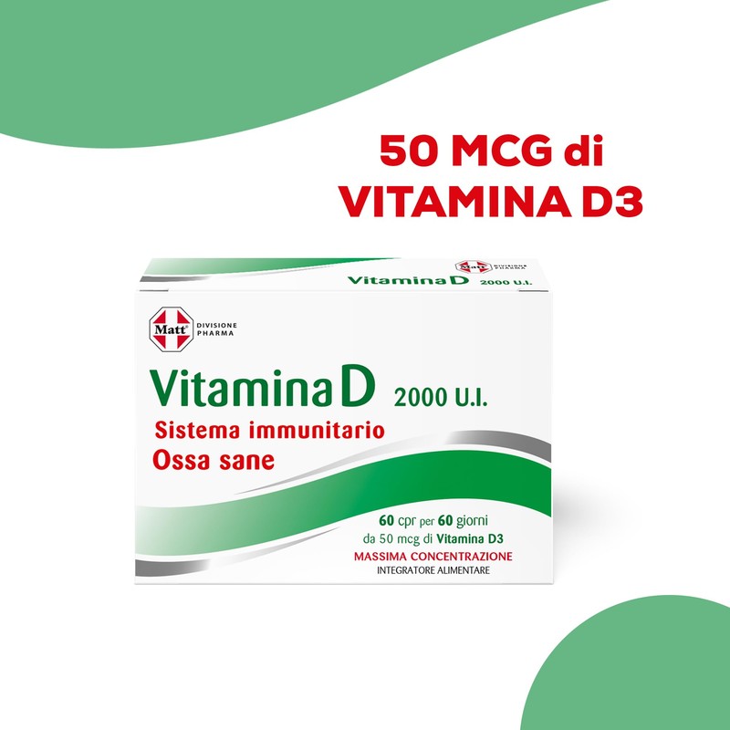 Matt, Vitamina D 2000 U.I., Integratore Alimentare per le Difese