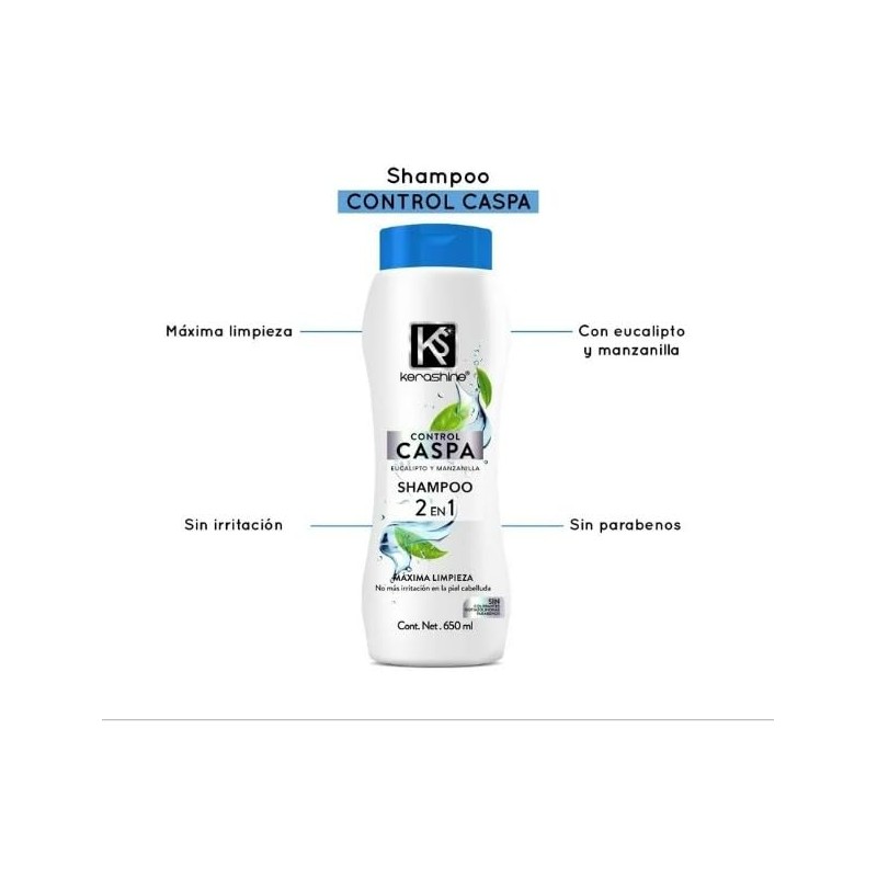 Kerashine Shampoo Control Caspa con Eucalipto y Árbol del Té