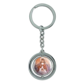 GRAPHICS & MORE Labyrinth Movie Art Goblin King Jareth David Bowie Keychain Spinning Round Chrome Plated Metal