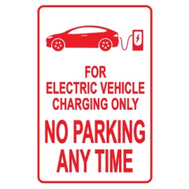 Electric Vehicle Charging ONLY NO Parking Sign – A Reminder for Charging EV only, A Vivid Design Plus UV Protection to Last Longer, Rust-Free Commercial Grade Aluminum at 12"x9" 0.04”