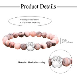 Women's Bangle, Beads: Natural Stone, Bracelet, Cute, Cat, Dog, Paw Accessory, Elasticity, Wristband, Stylish, Power Stone, Birthstone, Popular, Present for Girls, Money Luck, Work, Romance, Gambling