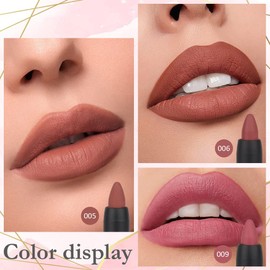 evpct 3Pcs Nude Beige Matte Lipstick and Lip Liner Crayon Set Chestnut Brown Mauve Vegan 24 Hour Gel Lipliner Lip Liner and Lipstick Pencil Set Waterproof abiales matte larga duracion 24 05&06&09