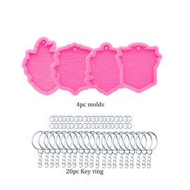 AMZTOART 4pc Glossy Magic College Molds Resin Casting Keychain Silicone Mold with Hole for DIY Pendant Epoxy Craft Decoration Fondant Chocolate Mold 20Pc Key Ring (DY0797+DY0827+DY0828+DY0829+PJ)
