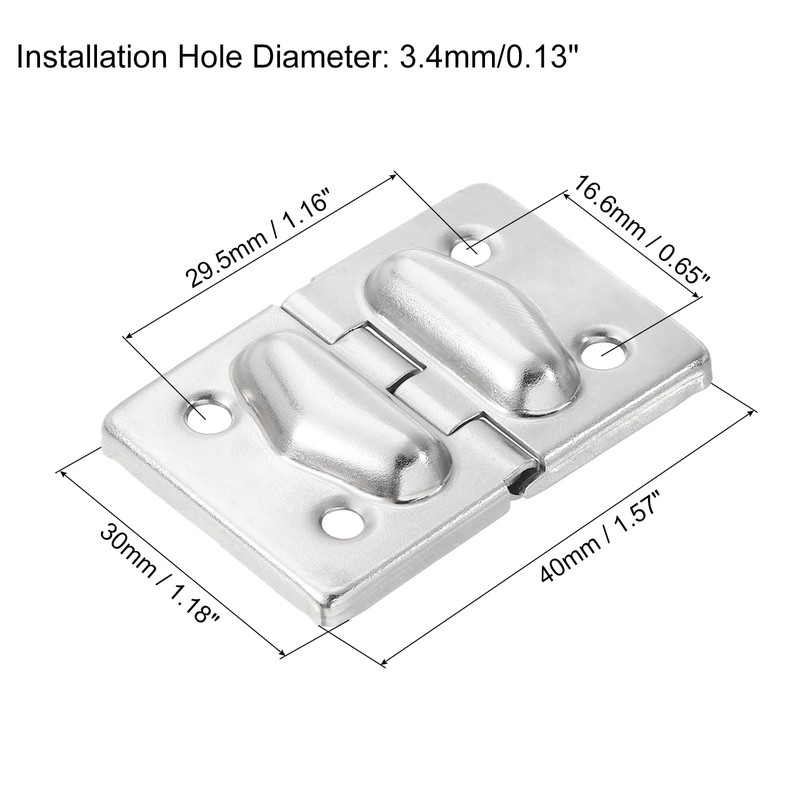 sourcing map 4Pcs Toolbox Suitcase Box Metal Hinges Support, 44x30mm