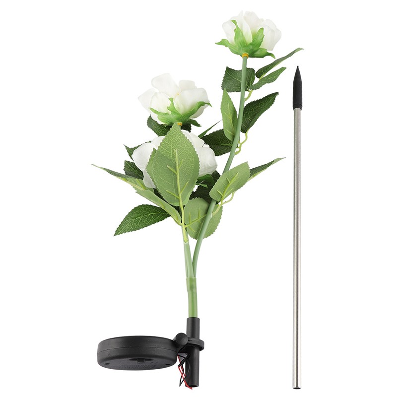 Solar Power LED Camellia Flower Light for Outdoor Yard Garden
