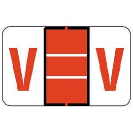 15/16"H x 1-1/2"W Orange Tab & Jeter Compatible 1" Alpha Label 'V' (500/Roll) - TBBS-91142