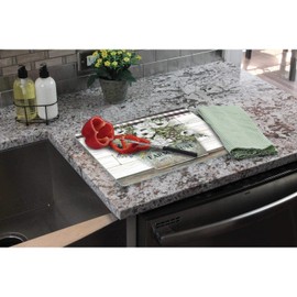 CounterArt Vintage Farmhouse Decorative 3mm Heat Tolerant Tempered Glass Cutting Board 15" x 12" Made in the USA Dishwasher Safe