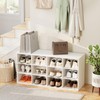 12-Cubby Shoe Rack, 3-Tier Wood Shoe Organizer, Multifunctional Shoe Organizer