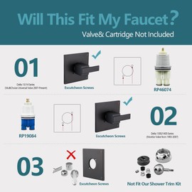 Replacement for Delta 13/14 Series Shower Faucet Trim Kit, Shower Arm, Shower Handle (Valve& Catridge Not Inclued), Matte Black