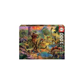Educa - Land of Dinosaurs - 1000 Piece Jigsaw Puzzle - Puzzle Glue Included - Completed Image Measures 26.8" x 18.9" - Ages 14+ (17655)