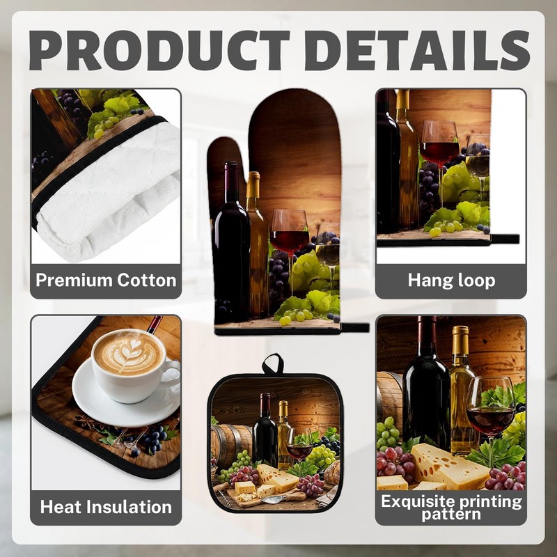 Culudea Wine Grapes Kitchen Decor Set, Wine Kitchen Towels, 8