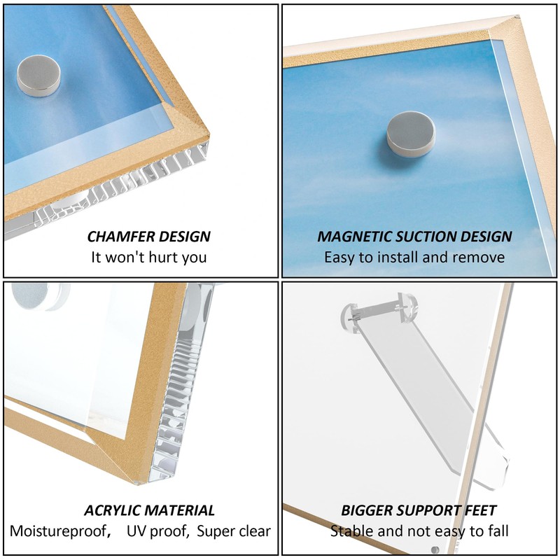Hexsonhoma Acrylic 3.5x5 Picture Frame with Gold Edge Pack of