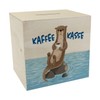 Wooden Coffee Box Money Box with Cute Otter A Colourful