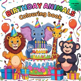 Birthday Animals Colouring Book: Fun and Festive Animal Celebrations – 50 Adorable colouring Pages for Children Aged 3–8